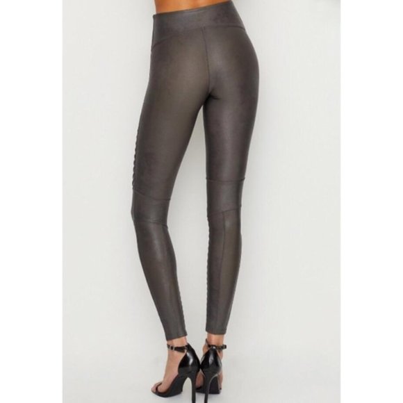 NWT Brand New Spanx Faux Leather Moto Leggings in Gunmetal Grey Size Small - Picture 2 of 4